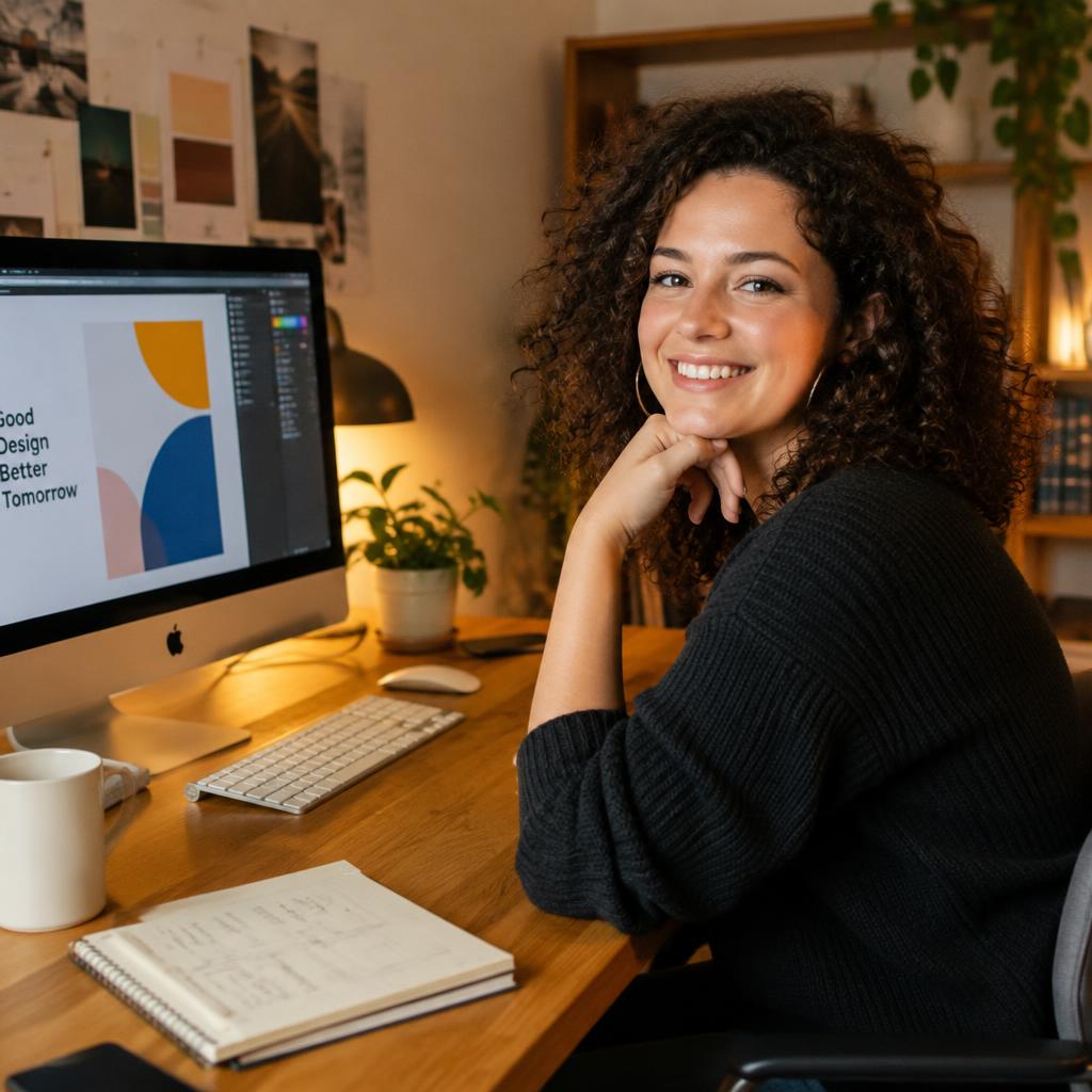 La designer al lavoro